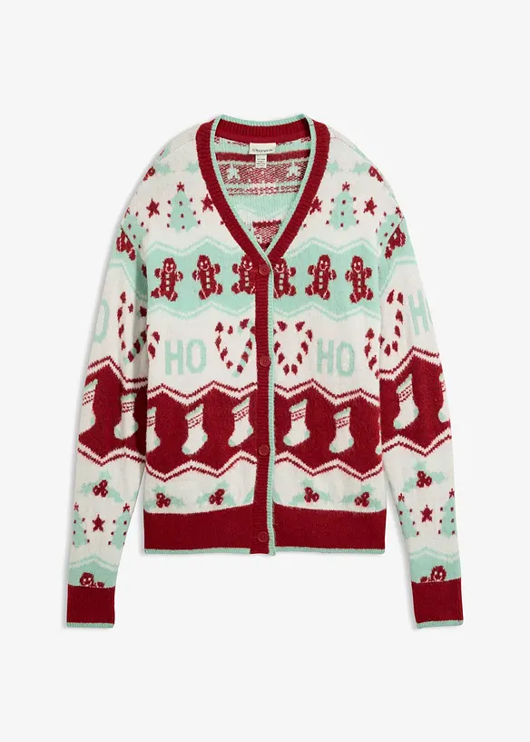Weihnachtliche Strickjacke in rot von vorne - bonprix