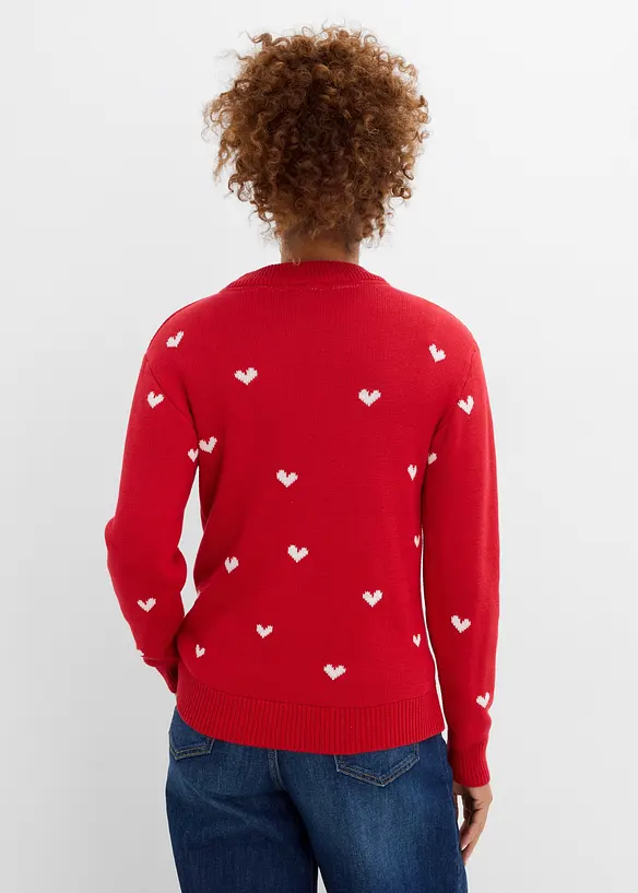 Feinstrickpullover aus Baumwoll-Mix in rot von hinten (im Anschnitt) - bonprix