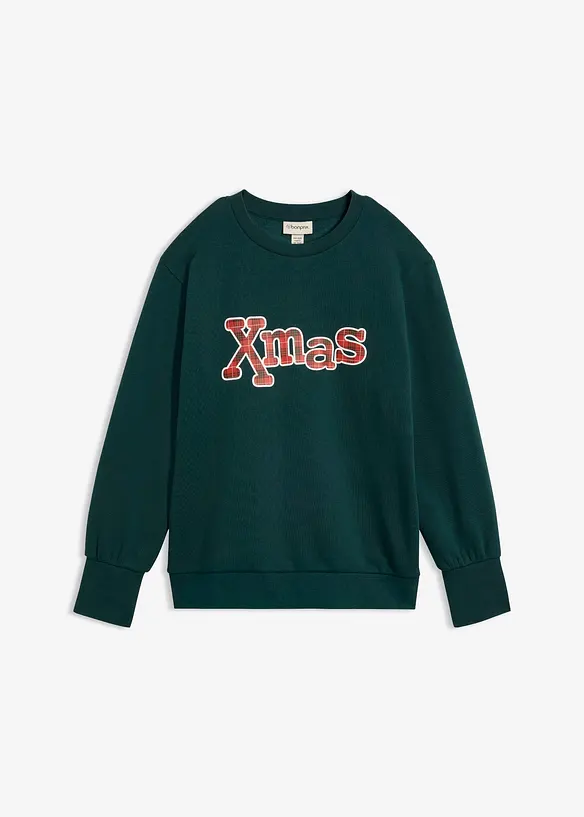 Sweatshirt aus Baumwoll-Mix in grün von vorne - bonprix
