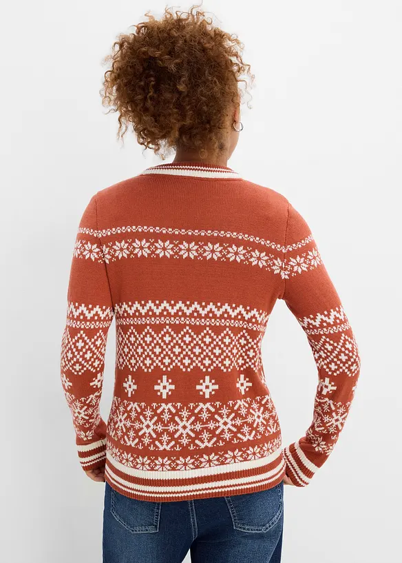 Pullover aus Baumwoll-Mix in braun von hinten (im Anschnitt) - bonprix