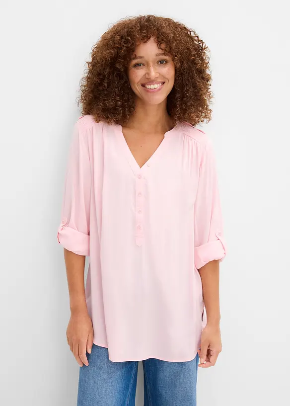 Tunikabluse aus softer Viskose in rosa von vorne (im Anschnitt) - bonprix Tunikabluse aus softer Viskose in rosa von vorne (im Anschnitt) - bonprix