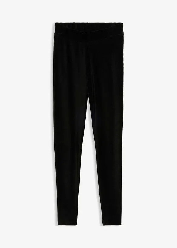 Feincord-Leggings mit breitem Komfortbund in schwarz von vorne - bonprix Feincord-Leggings mit breitem Komfortbund in schwarz von vorne - bonprix