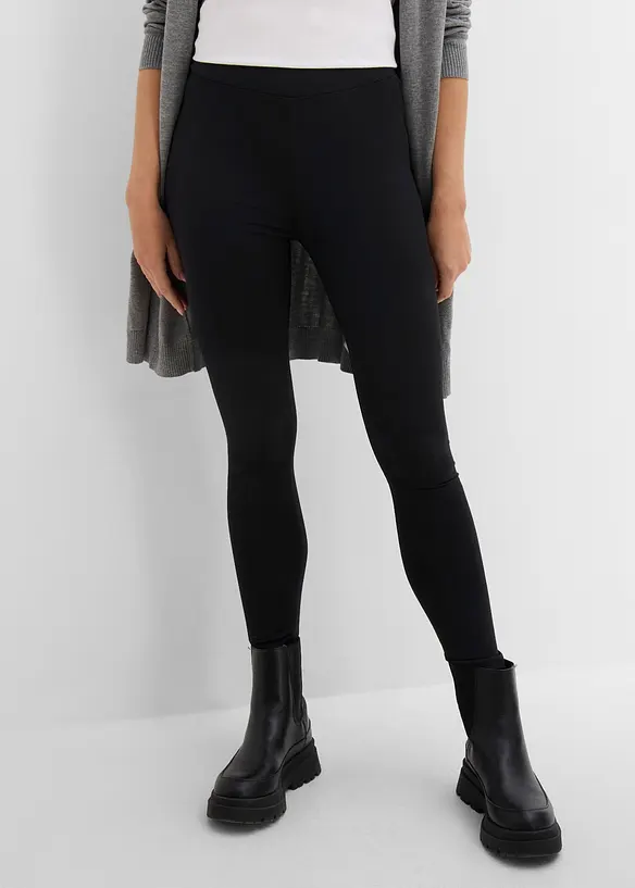 Highwaist Thermo-Leggings mit breitem Bequembund in schwarz von vorne - bonprix Highwaist Thermo-Leggings mit breitem Bequembund in schwarz von vorne - bonprix