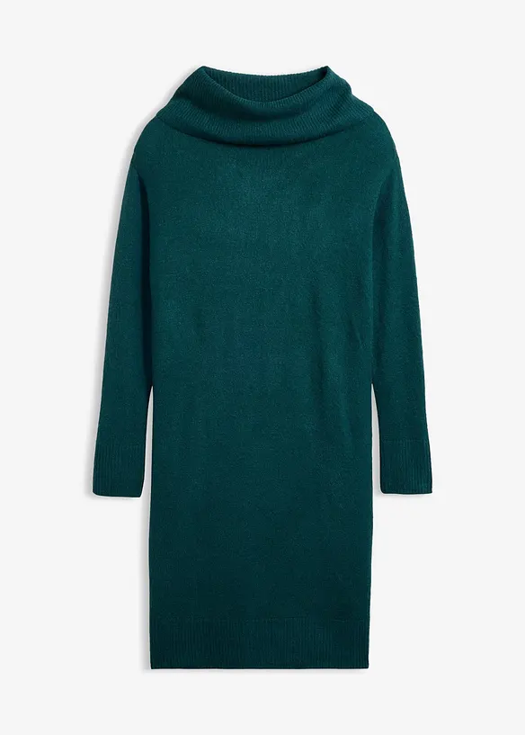 Oversize-Strickkleid mit Rollkragen in petrol von vorne - bonprix Oversize-Strickkleid mit Rollkragen in petrol von vorne - bonprix