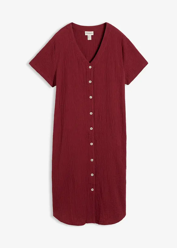 Musselin-Blusenkleid aus reiner Baumwolle in rot von vorne - bonprix