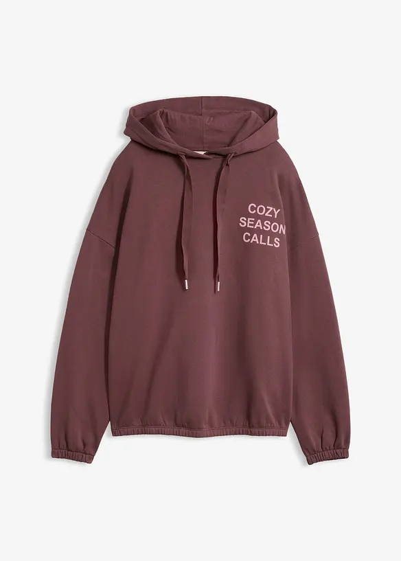 Oversize-Sweatshirt aus reiner Baumwolle in lila von vorne - bonprix