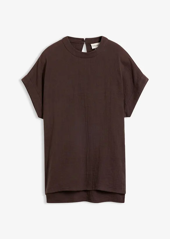 Musselin-Bluse aus reiner Baumwolle in braun von vorne - bonprix
