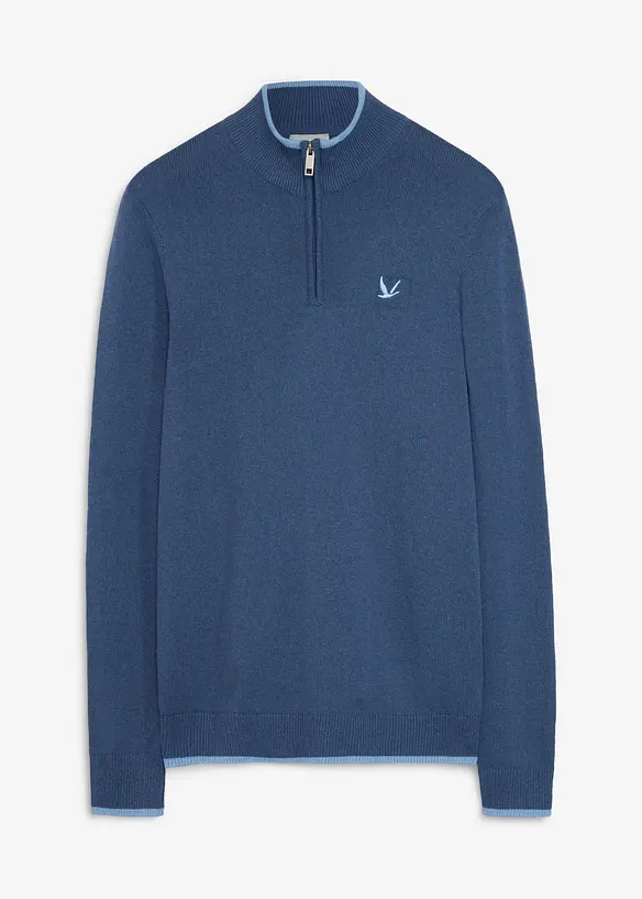 Pullover in Regular Fit in blau von vorne - bonprix