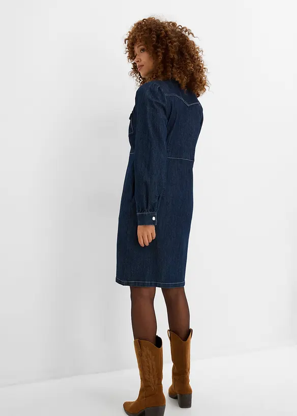 Kurzes Jeanskleid in blau von hinten (Totalaufnahme) - bonprix Kurzes Jeanskleid in blau von hinten (Totalaufnahme) - bonprix