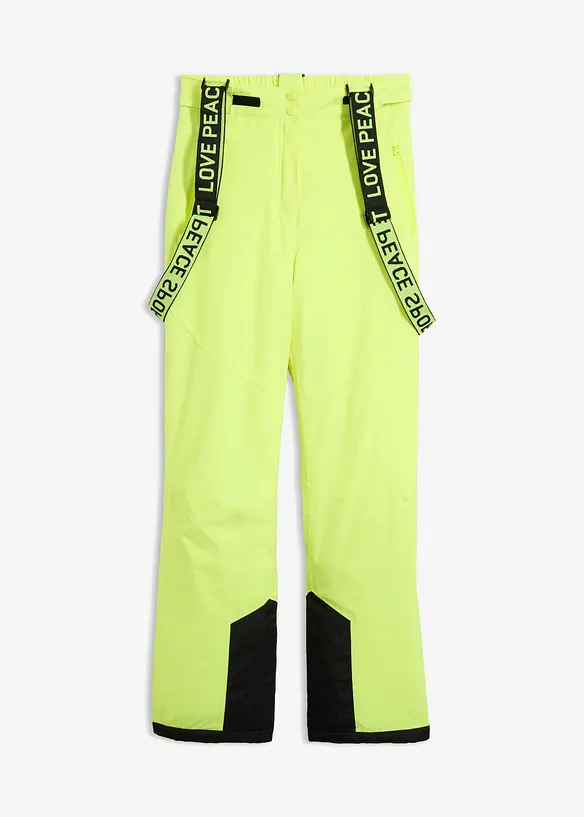 wasserdichte Ski-Funktions-Thermohose mit abnehmbaren Trägern in gelb von vorne - bonprix wasserdichte Ski-Funktions-Thermohose mit abnehmbaren Trägern in gelb von vorne - bonprix
