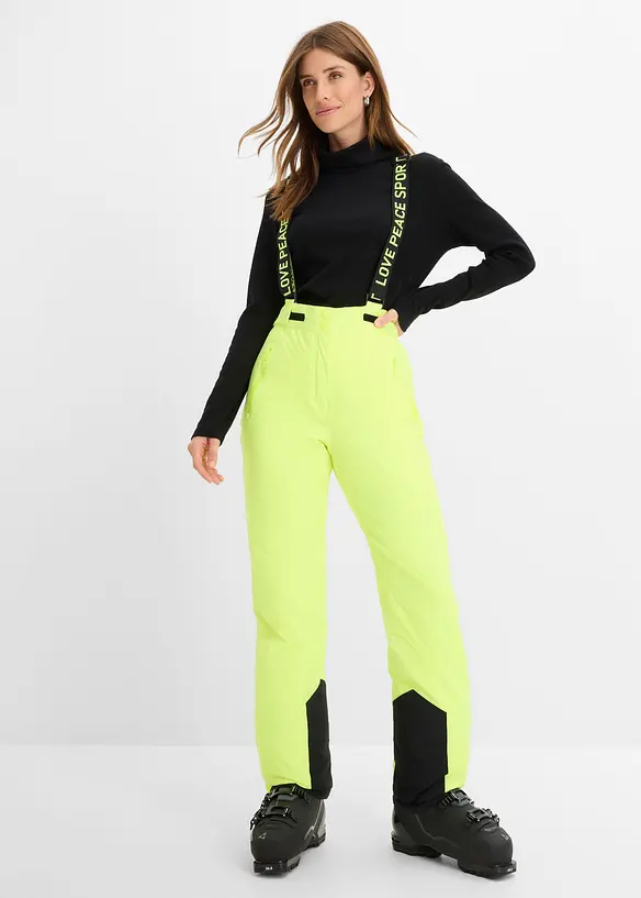 wasserdichte Ski-Funktions-Thermohose mit abnehmbaren Trägern in gelb von vorne - bonprix wasserdichte Ski-Funktions-Thermohose mit abnehmbaren Trägern in gelb von vorne - bonprix