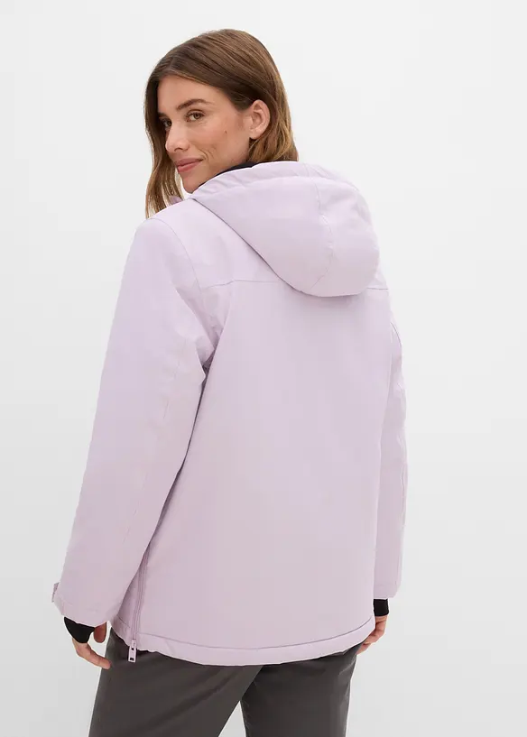 wasserdichte Ski-Funktions-Schlupfjacke mit Fleece-Futter in lila von hinten (im Anschnitt) - bonprix