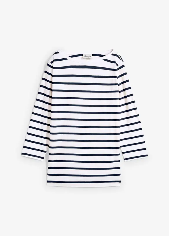 Langarmshirt mit reiner Bio-Baumwolle in weiß von vorne - bonprix