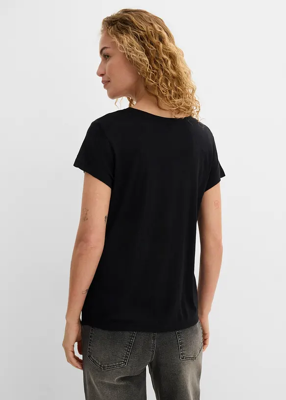 T-Shirt aus softer Viskose in schwarz von hinten (im Anschnitt) - bonprix T-Shirt aus softer Viskose in schwarz von hinten (im Anschnitt) - bonprix