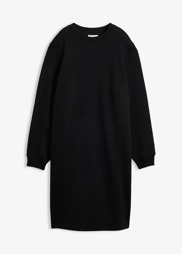 Sweatkleid aus reiner Bio-Baumwolle in schwarz von vorne - bonprix