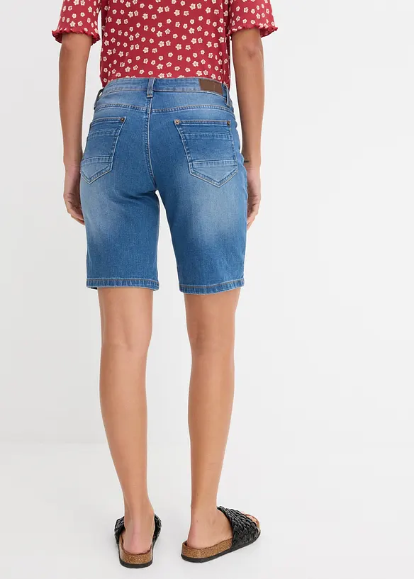 Stretch-Jeans-Bermuda mit farbigem Umschlag in blau von hinten - bonprix Stretch-Jeans-Bermuda mit farbigem Umschlag in blau von hinten - bonprix