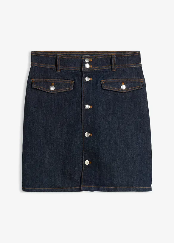 Jeansrock mit Knopfleiste in blau von vorne - bonprix