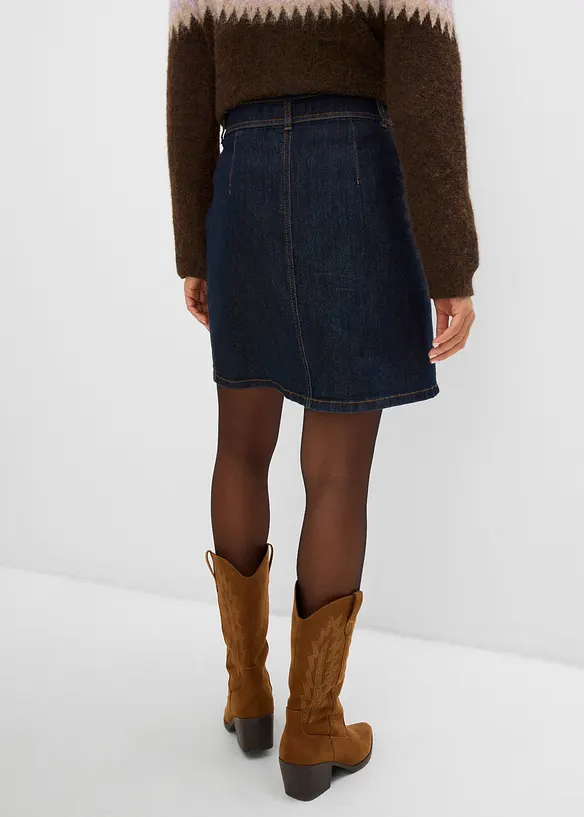 Jeansrock mit Knopfleiste in blau von hinten - bonprix