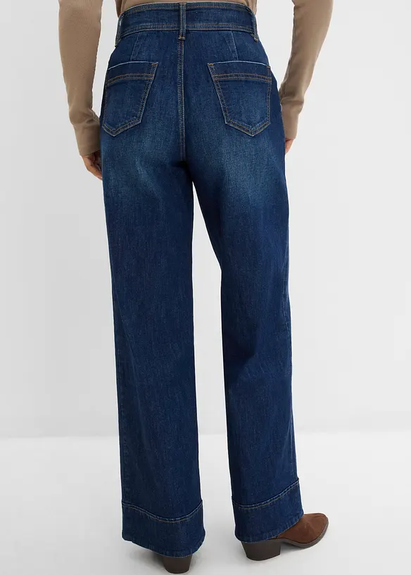Wide-Leg-Jeans High Waist in blau von hinten - bonprix
