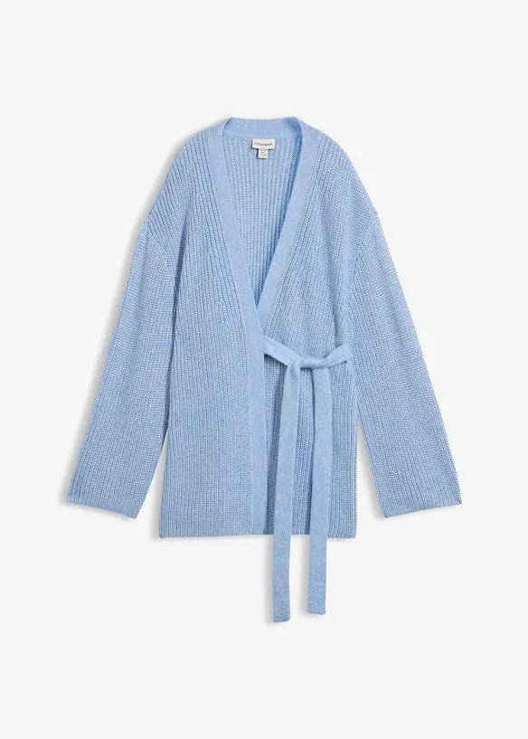 Oversize-Wickelcardigan in blau von vorne - bonprix