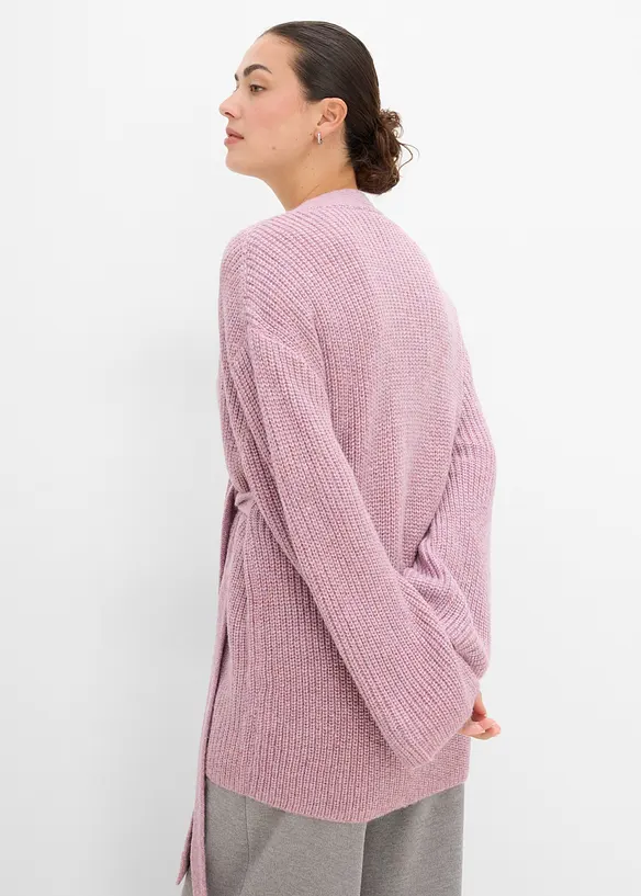 Oversize-Wickelcardigan in rosa von hinten (im Anschnitt) - bonprix