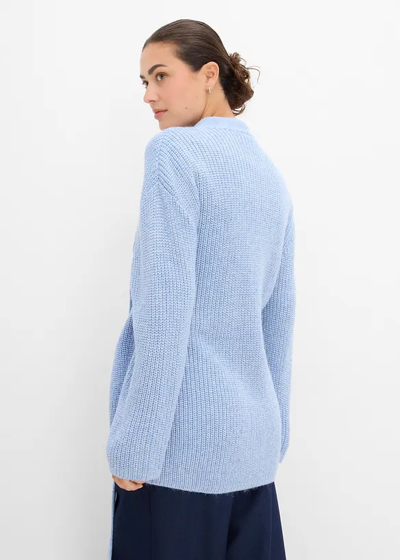 Oversize-Wickelcardigan in blau von hinten (im Anschnitt) - bonprix