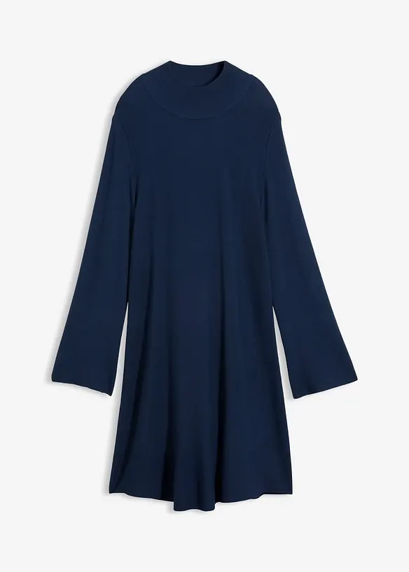 Strickkleid aus softem Viskose-Mix in blau von vorne - bonprix
