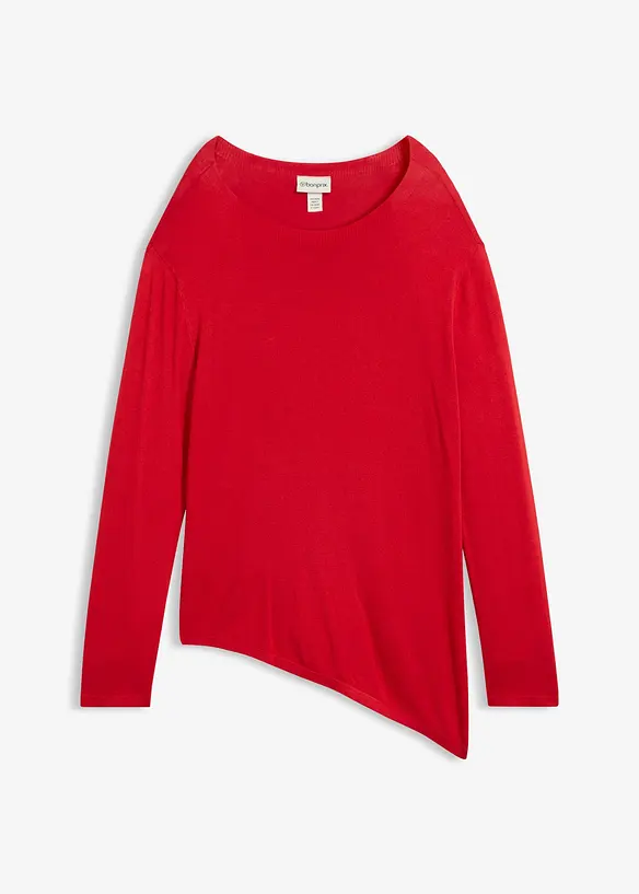 Feinstrickpullover aus feinem Viskose-Mix in rot von vorne - bonprix