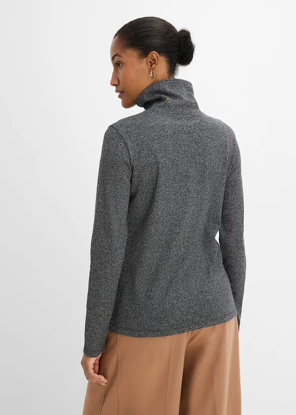 Langarmshirt mit Knopfleiste in schwarz von hinten (im Anschnitt) - bonprix