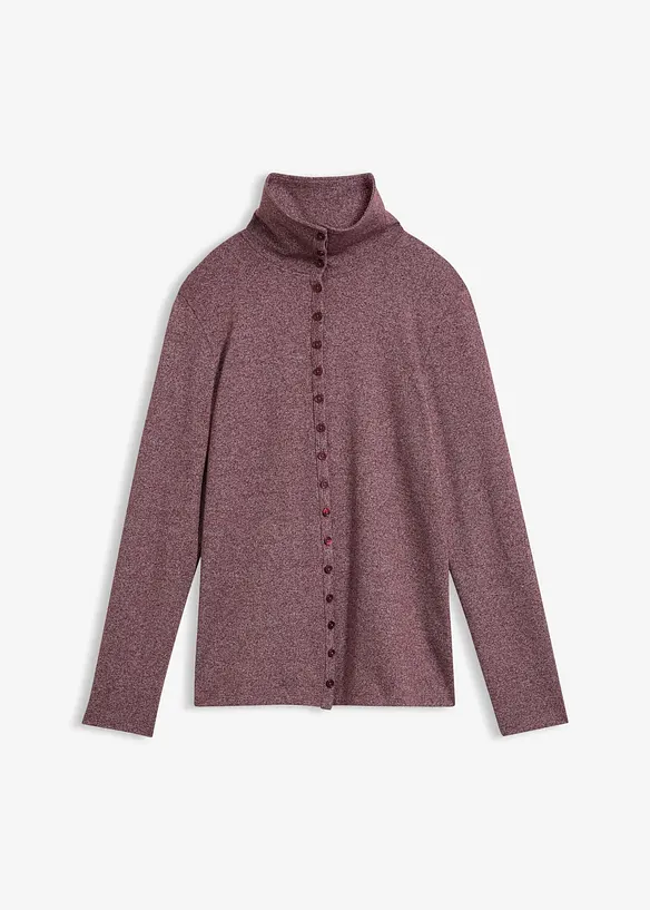 Langarmshirt mit Knopfleiste in rot von vorne - bonprix