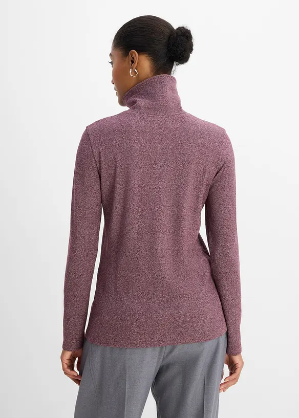 Langarmshirt mit Knopfleiste in rot von hinten (im Anschnitt) - bonprix