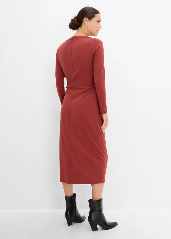 Midikleid aus softem Viskose-Mix in braun von hinten (Totalaufnahme) - bonprix