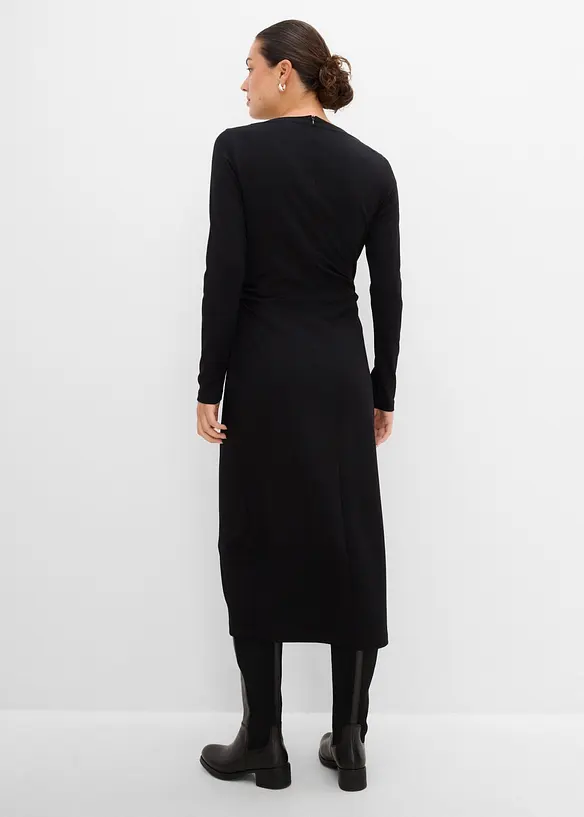 Midikleid aus softem Viskose-Mix in schwarz von hinten (Totalaufnahme) - bonprix