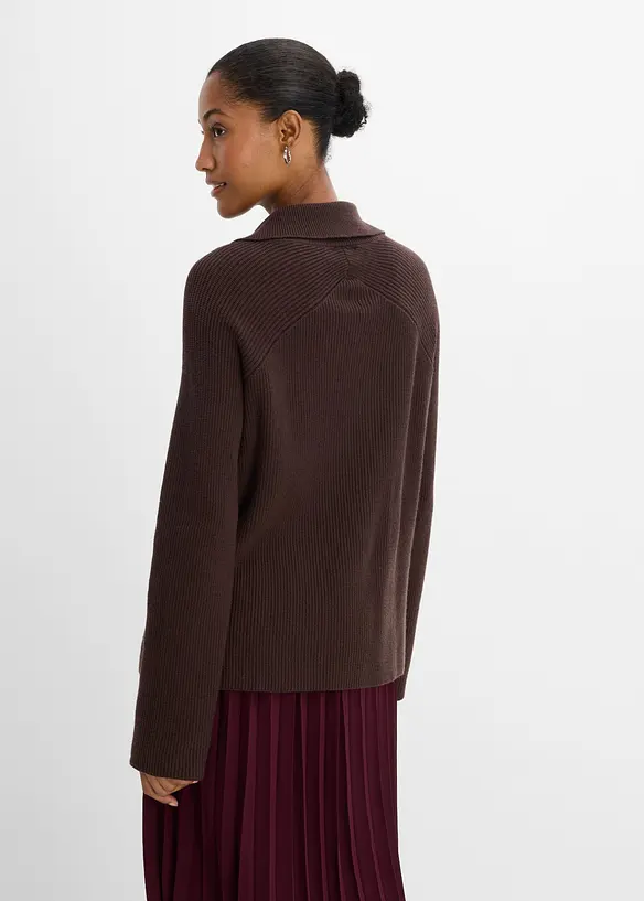 Grobstrick-Pullover mit Turtleneck in braun von hinten (im Anschnitt) - bonprix