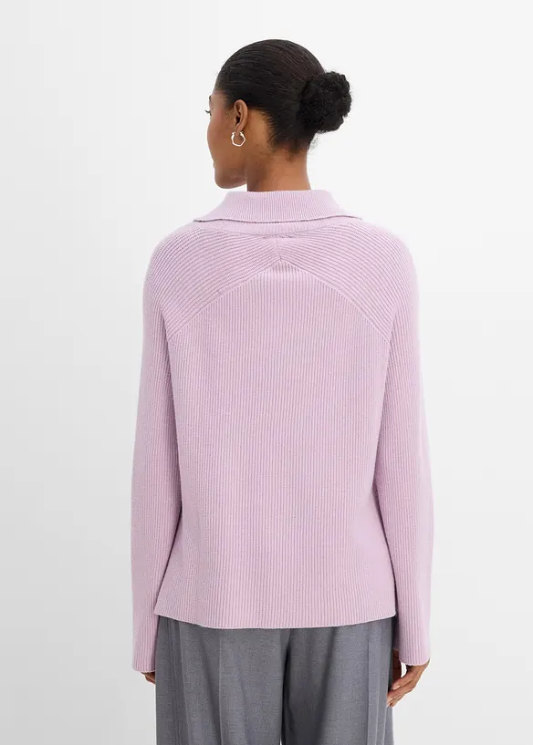 Grobstrick-Pullover mit Turtleneck in lila von hinten (im Anschnitt) - bonprix