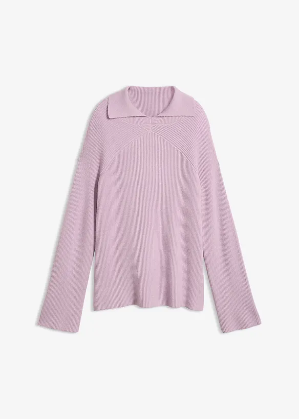 Grobstrick-Pullover mit Turtleneck in lila von vorne - bonprix
