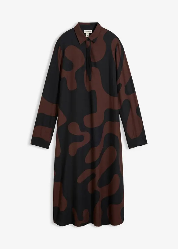 Blusenkleid aus feiner Viskose in braun von vorne - bonprix