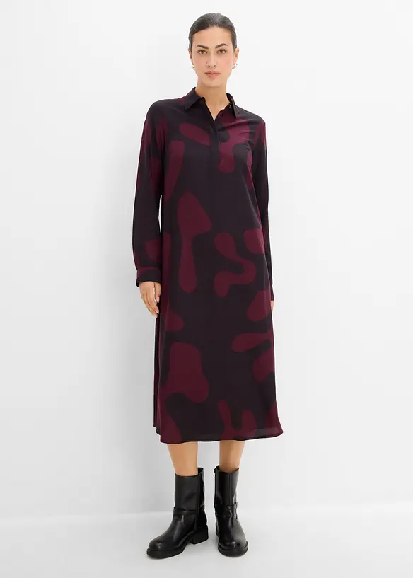 Blusenkleid aus feiner Viskose in rot von vorne (Totalaufnahme) - bonprix
