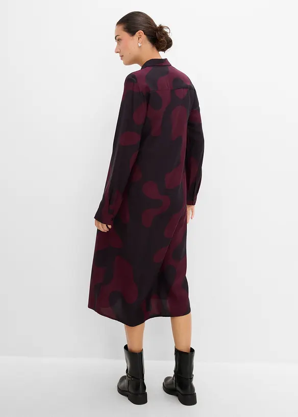 Blusenkleid aus feiner Viskose in rot von hinten (Totalaufnahme) - bonprix