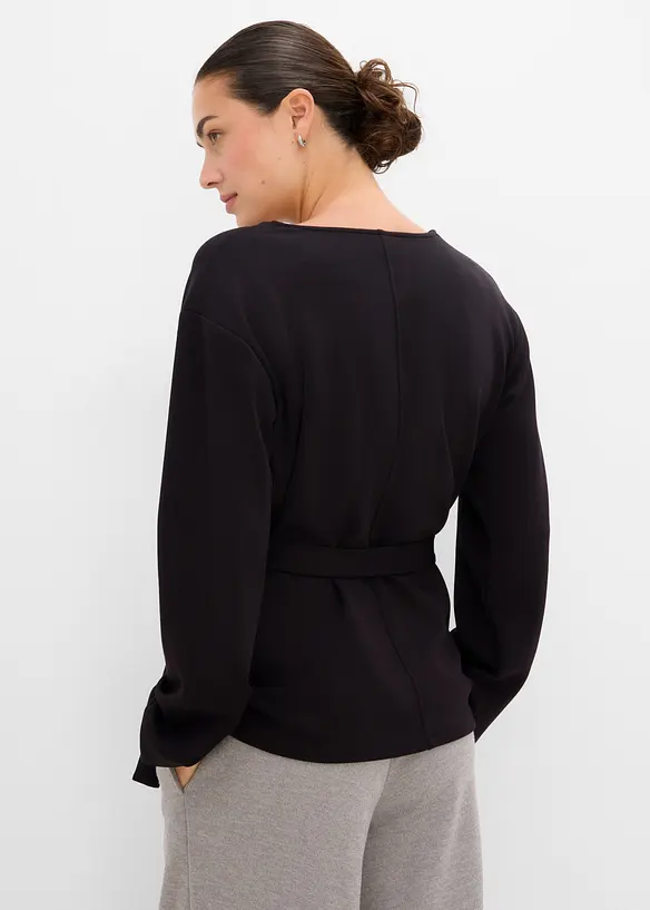 Wickelshirt aus feinem Viskose-Mix in schwarz von hinten (im Anschnitt) - bonprix Wickelshirt aus feinem Viskose-Mix in schwarz von hinten (im Anschnitt) - bonprix