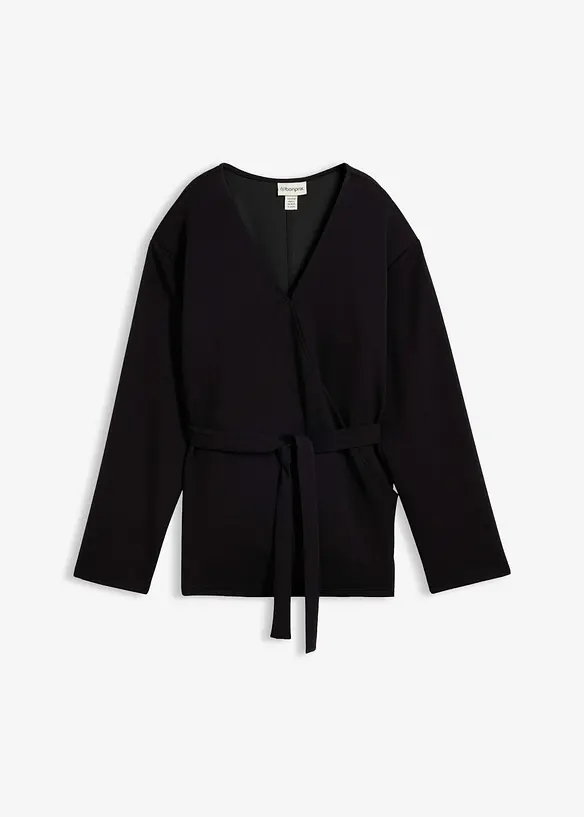 Wickelshirt aus feinem Viskose-Mix in schwarz von vorne - bonprix Wickelshirt aus feinem Viskose-Mix in schwarz von vorne - bonprix
