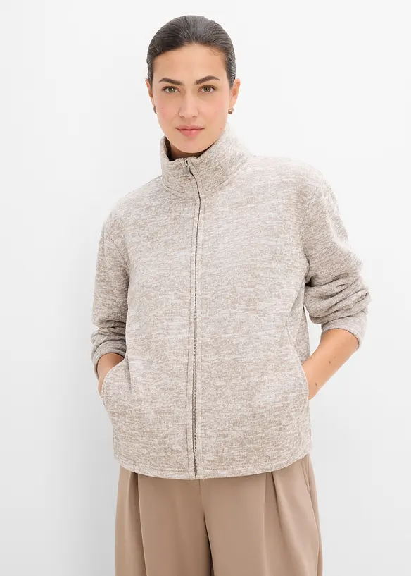 Fleecejacke mit Stehkragen in braun von vorne (im Anschnitt) - bonprix Fleecejacke mit Stehkragen in braun von vorne (im Anschnitt) - bonprix