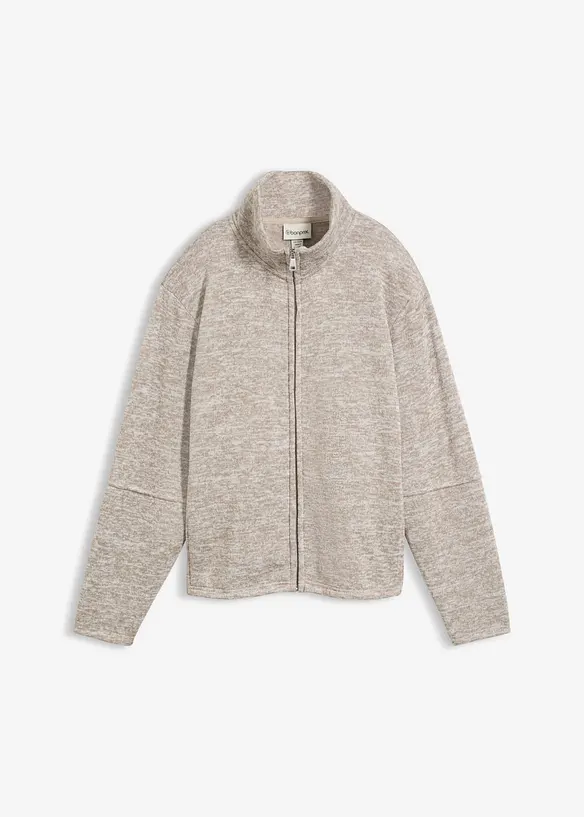 Fleecejacke mit Stehkragen in braun von vorne - bonprix Fleecejacke mit Stehkragen in braun von vorne - bonprix
