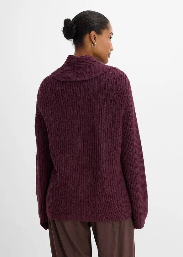 Grobstrickjacke mit Umlegekragen in rot von hinten (im Anschnitt) - bonprix