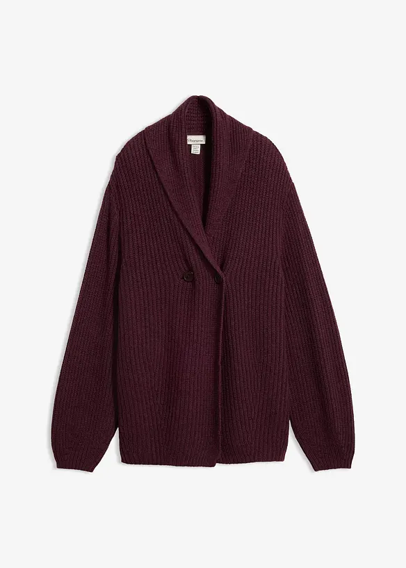 Grobstrickjacke mit Umlegekragen in rot von vorne - bonprix