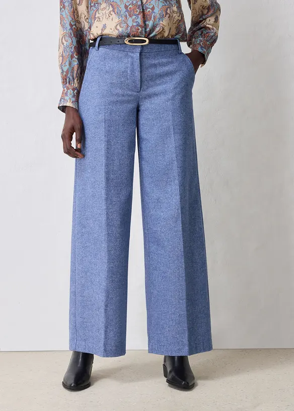Wollhose mit Fischgratmuster in blau von vorne - bonprix Wollhose mit Fischgratmuster in blau von vorne - bonprix