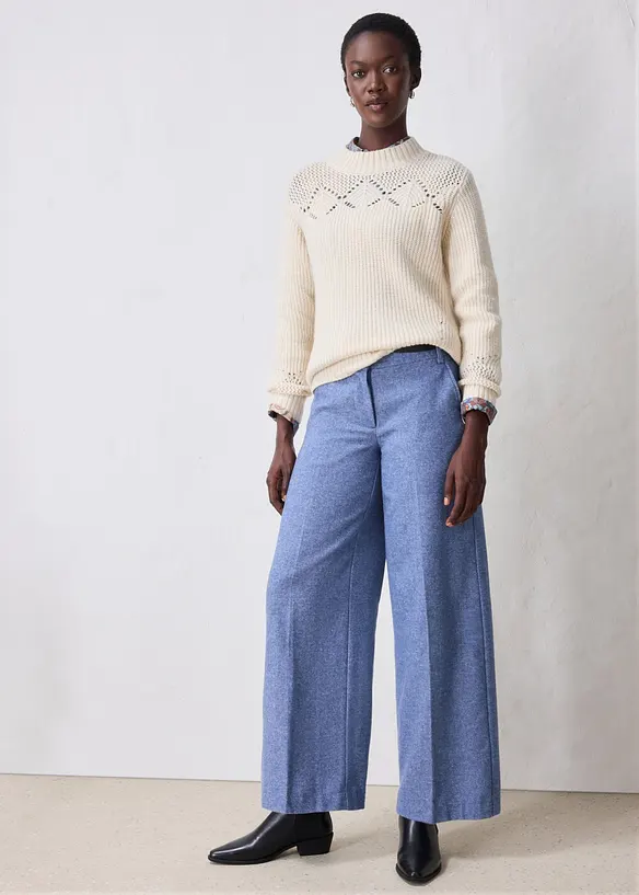 Wollhose mit Fischgratmuster in blau von hinten - bonprix Wollhose mit Fischgratmuster in blau von hinten - bonprix