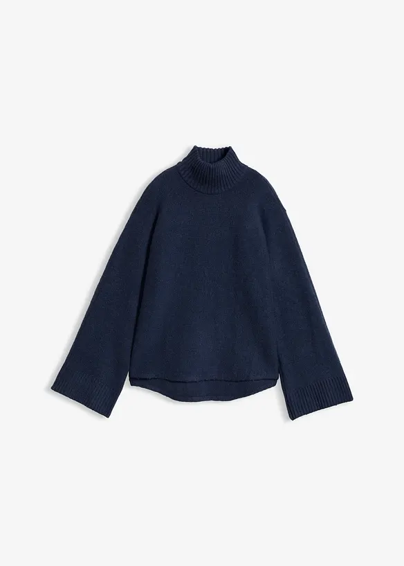 Pullover mit Stehkragen in blau von vorne - bonprix