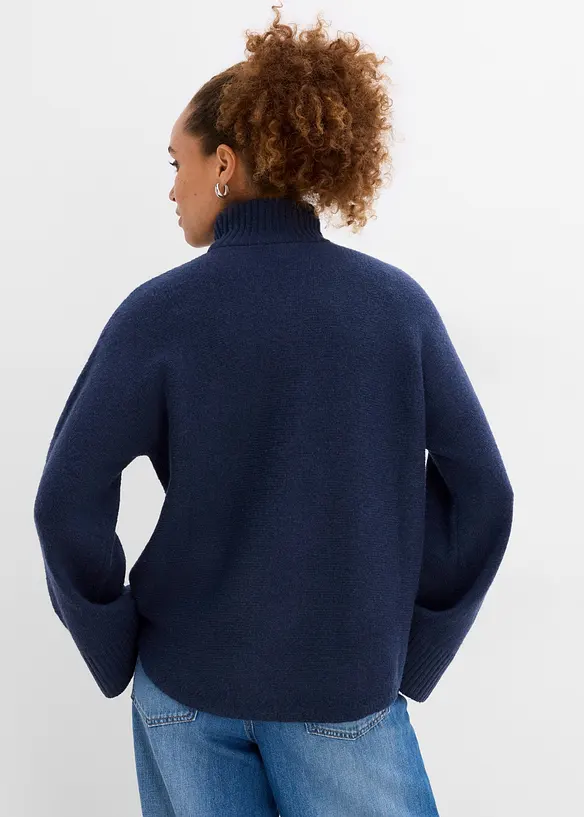Pullover mit Stehkragen in blau von hinten (im Anschnitt) - bonprix
