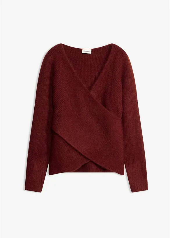 Wickelpullover mit V-Ausschnitt in rot von vorne - bonprix Wickelpullover mit V-Ausschnitt in rot von vorne - bonprix